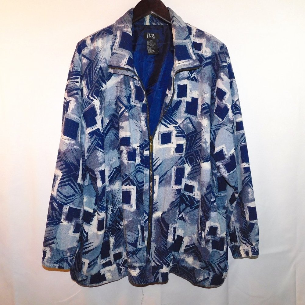 EVR Vintage 100% Silk Jacket Bomber Style Size 2X Retro